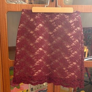 Lace Burgundy Mini Skirt